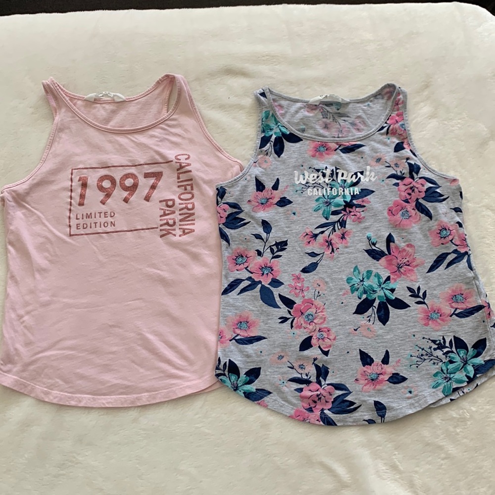 Set of 2 H&M Girls Tank Tops, Size 12-14Y US. Pink and Grey